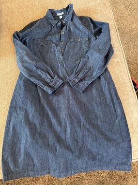 Old Navy Denim Blue Shirt Midi Dress